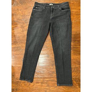 Eileen fisher black wash skinny ankle zipped jeans size 8
